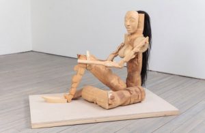 Shawn Hunt, Odalisque, 2014 red cedar, yellow cedar, 50″l x 41″h x 21″w